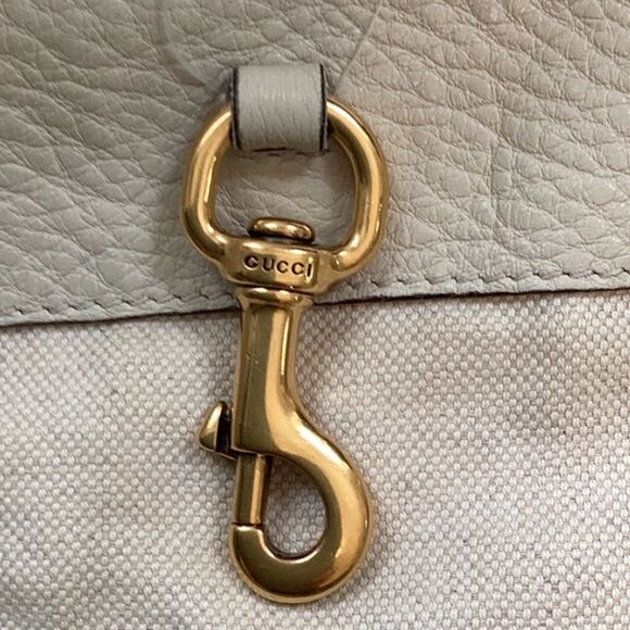 AUTHENTIC GUCCI HANDBAG SHOULDER TOTE OFF WHITE LEATHER - Picture 6 of 15